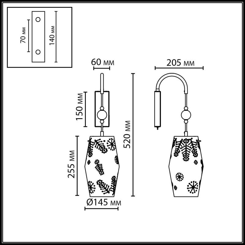Настенный светильник Odeon Ligth Exclusive 5444/1W KARELIA Е27 1x40W 220V