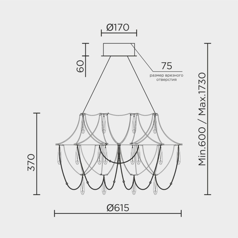 Подвесная люстра MODELUX premium ML.5603.600P BS