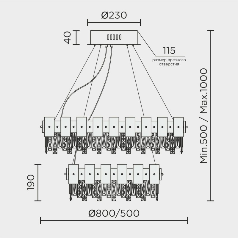 Подвесная люстра MODELUX premium ML.6980.800.500P GD