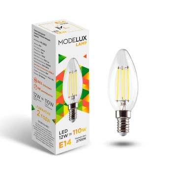 Светодиодная лампа MODELUX lamp ML2852- С35-12W-Е14-2700 clear